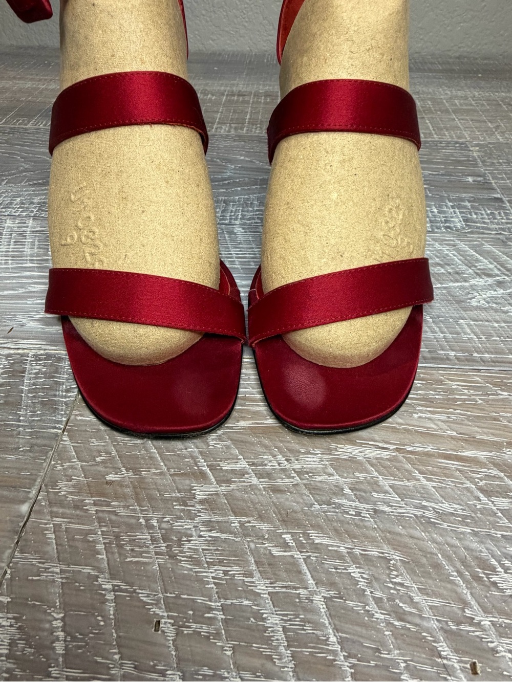 Isaac Mizrahi Red Satin Strappy Buckle Sandals - Picture 4 of 7
